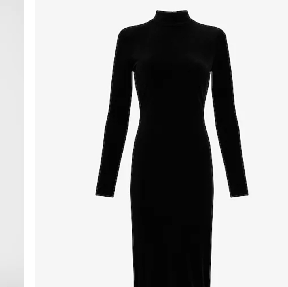 Express velvet mock neck midi dress